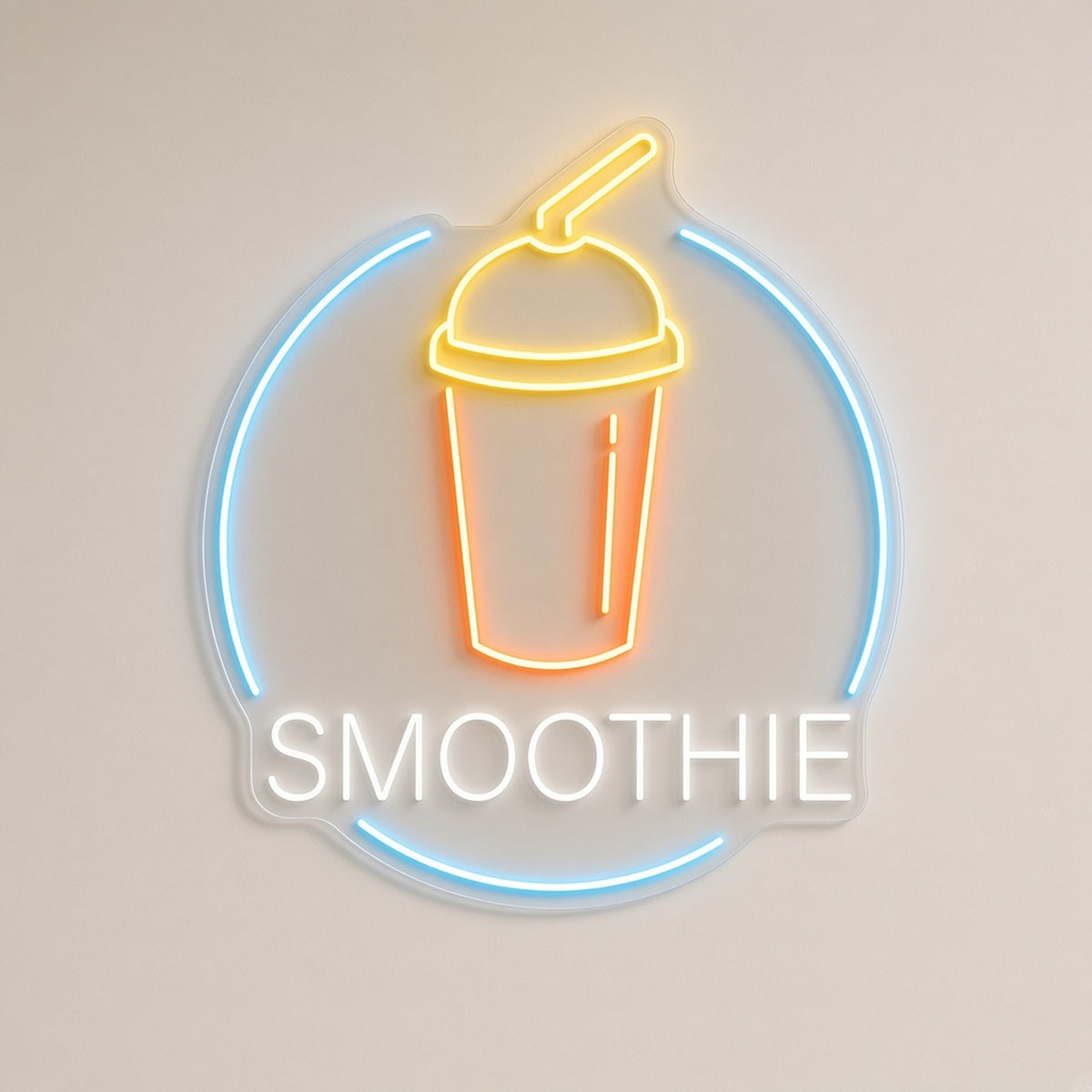 Smoothie with Cup and Straw for Juice Bar Cafe LED Neon Sign - natural light view