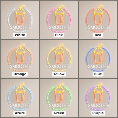 Smoothie with Cup and Straw for Juice Bar Cafe LED Neon Sign - nine-color grid
