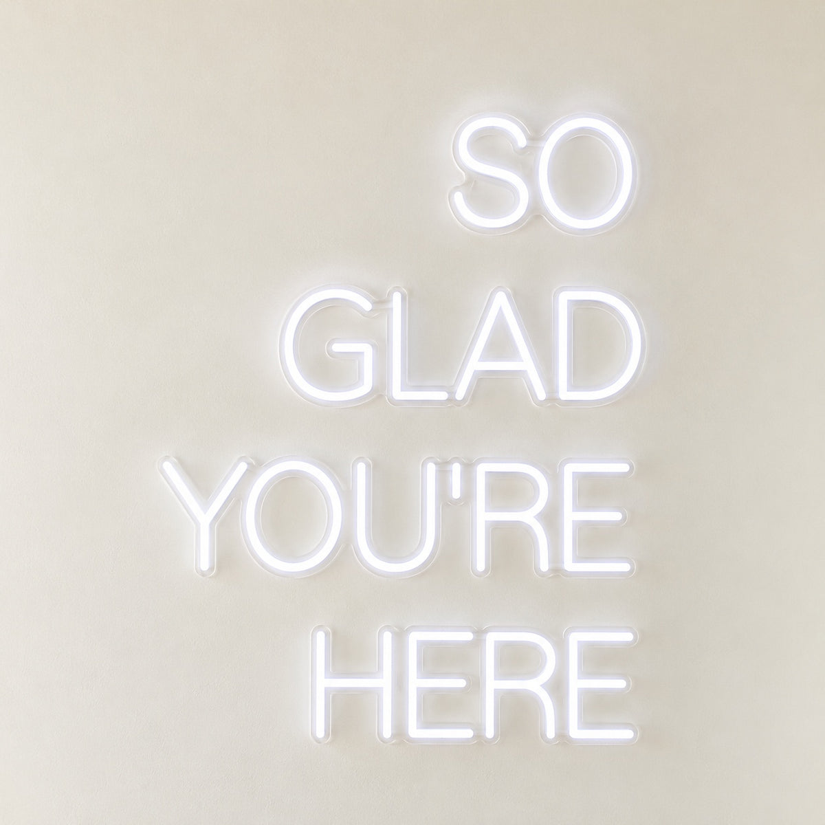 So Glad You're Here LED Neon Sign - natural light view
