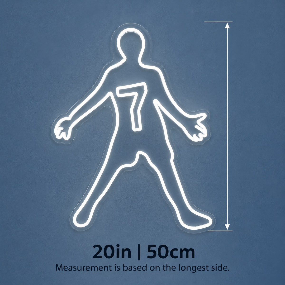Soccer Player Silhouette LED Neon Sign - size guide