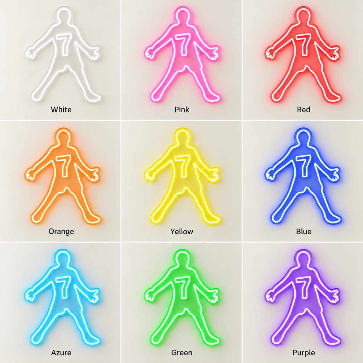 Soccer Player Silhouette LED Neon Sign - nine-color grid