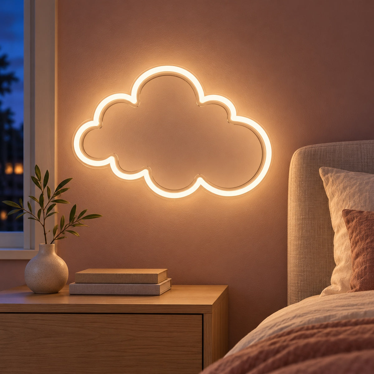 Soft Cloud Outline LED Neon Sign - advertising view