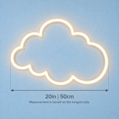 Soft Cloud Outline LED Neon Sign - size guide