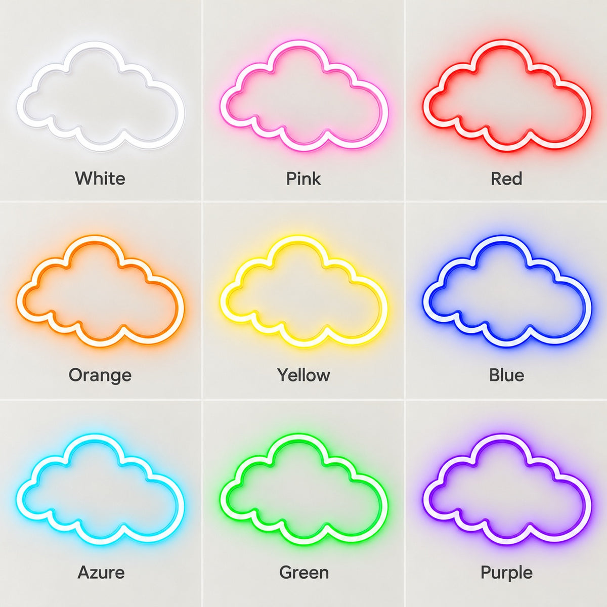 Soft Cloud Outline LED Neon Sign - nine-color grid