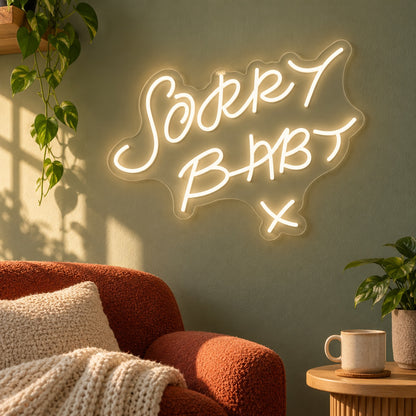 Sorry Baby LED Neon Sign - lifestyle view