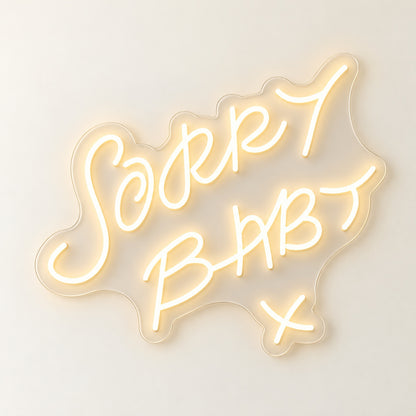 Sorry Baby LED Neon Sign - natural light view
