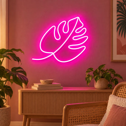 Split Tropical Leaf LED Neon Sign - advertising view