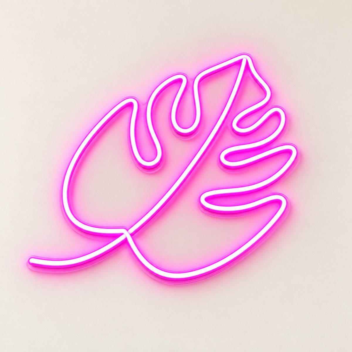 Split Tropical Leaf LED Neon Sign - natural light view
