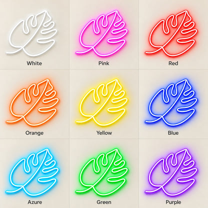 Split Tropical Leaf LED Neon Sign - nine-color grid
