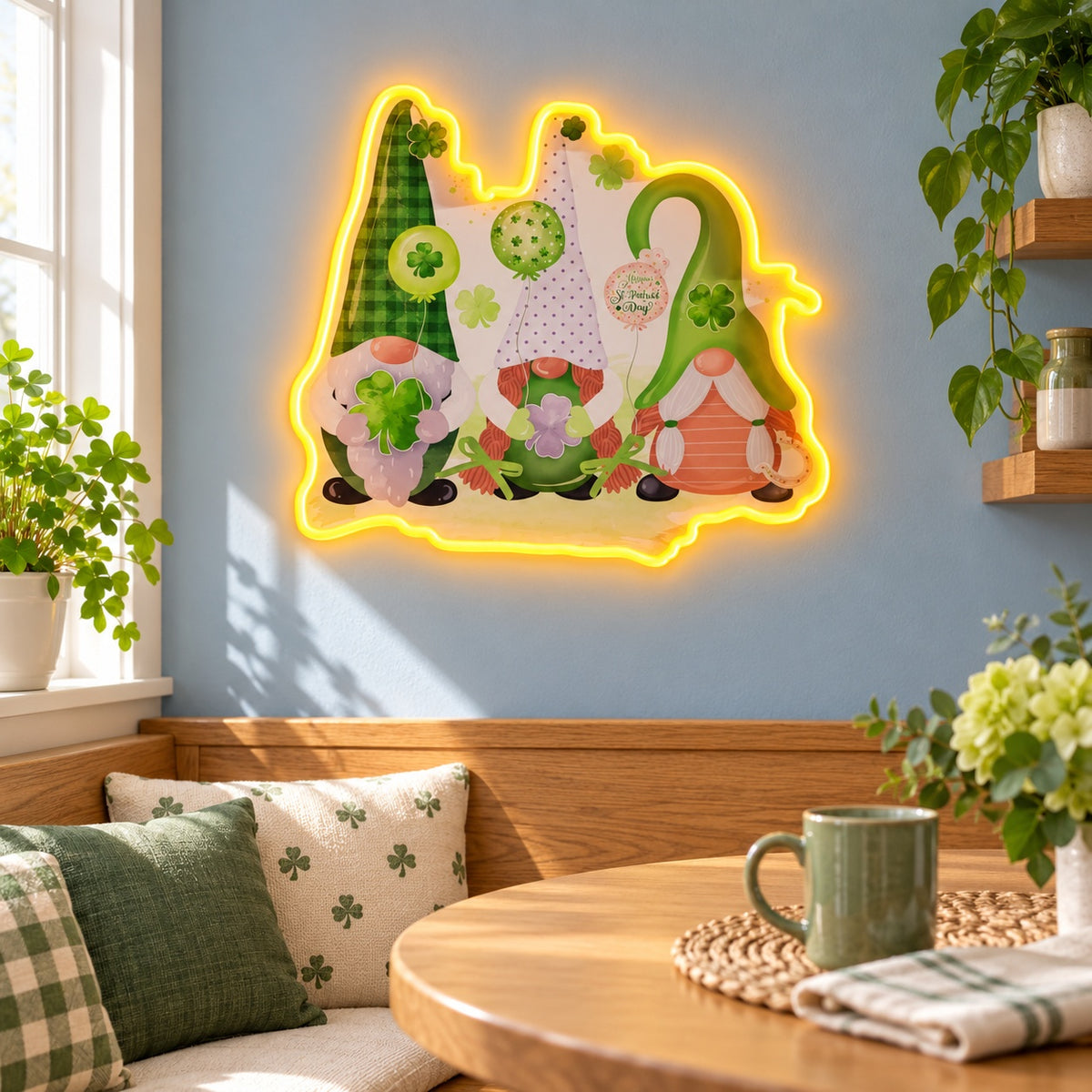 St Patricks Day Gnomes LED Neon Sign - lifestyle view
