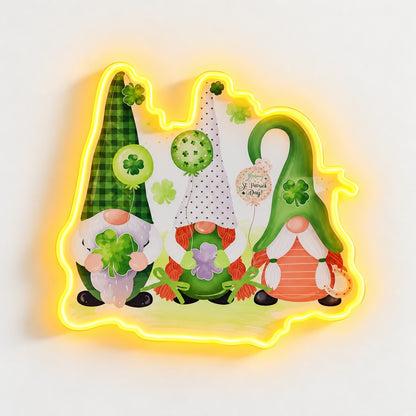 St Patricks Day Gnomes LED Neon Sign - natural light view