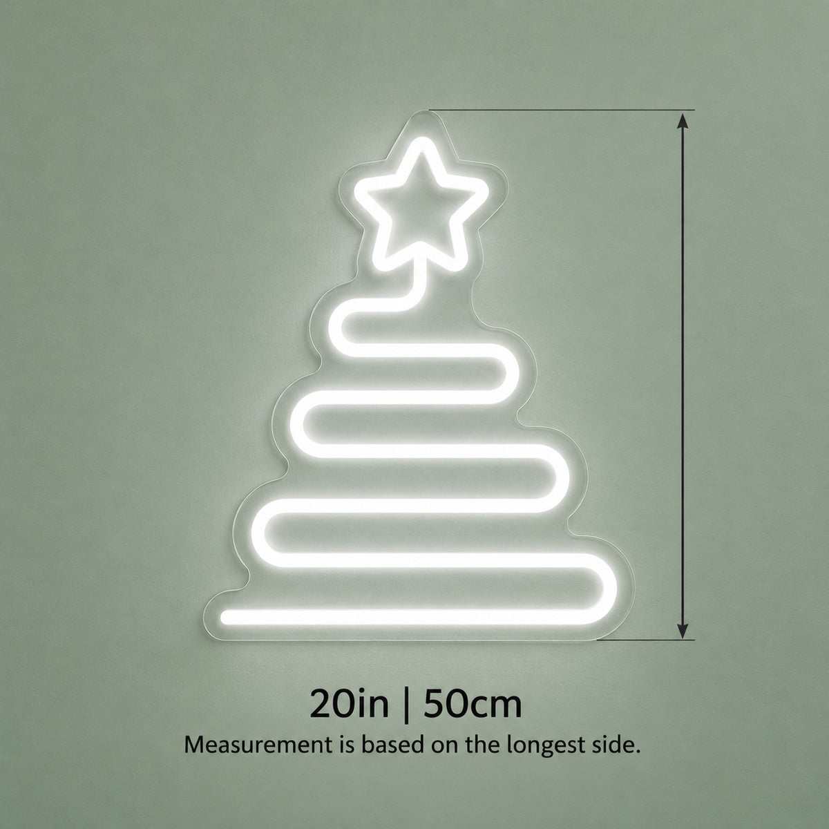Star Christmas Tree LED Neon Sign - size guide