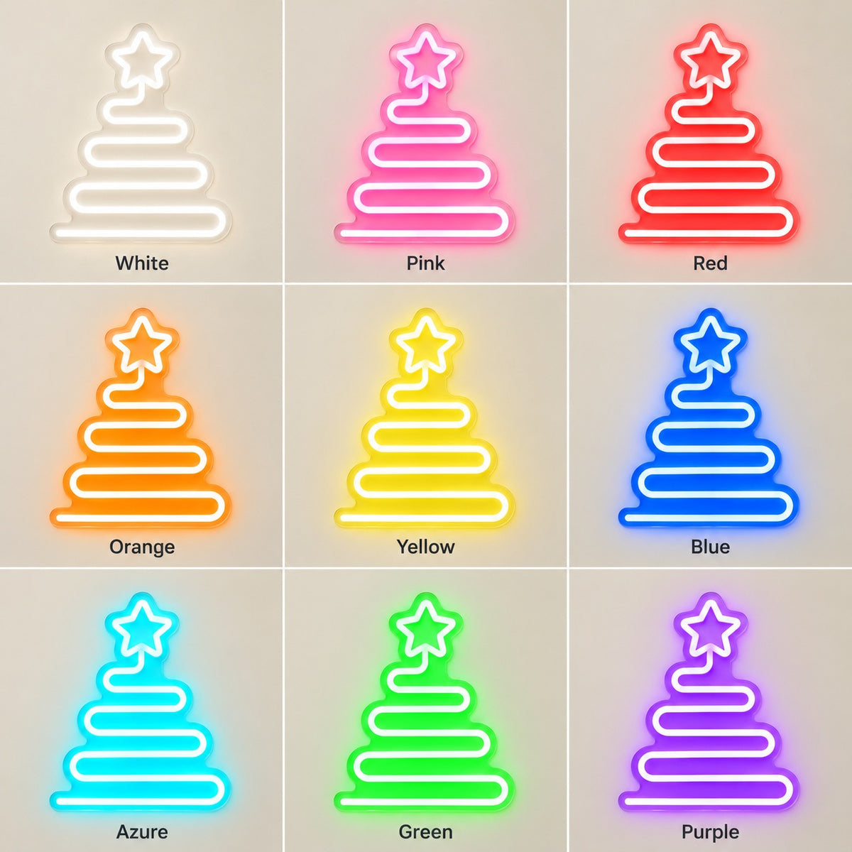 Star Christmas Tree LED Neon Sign - nine-color grid