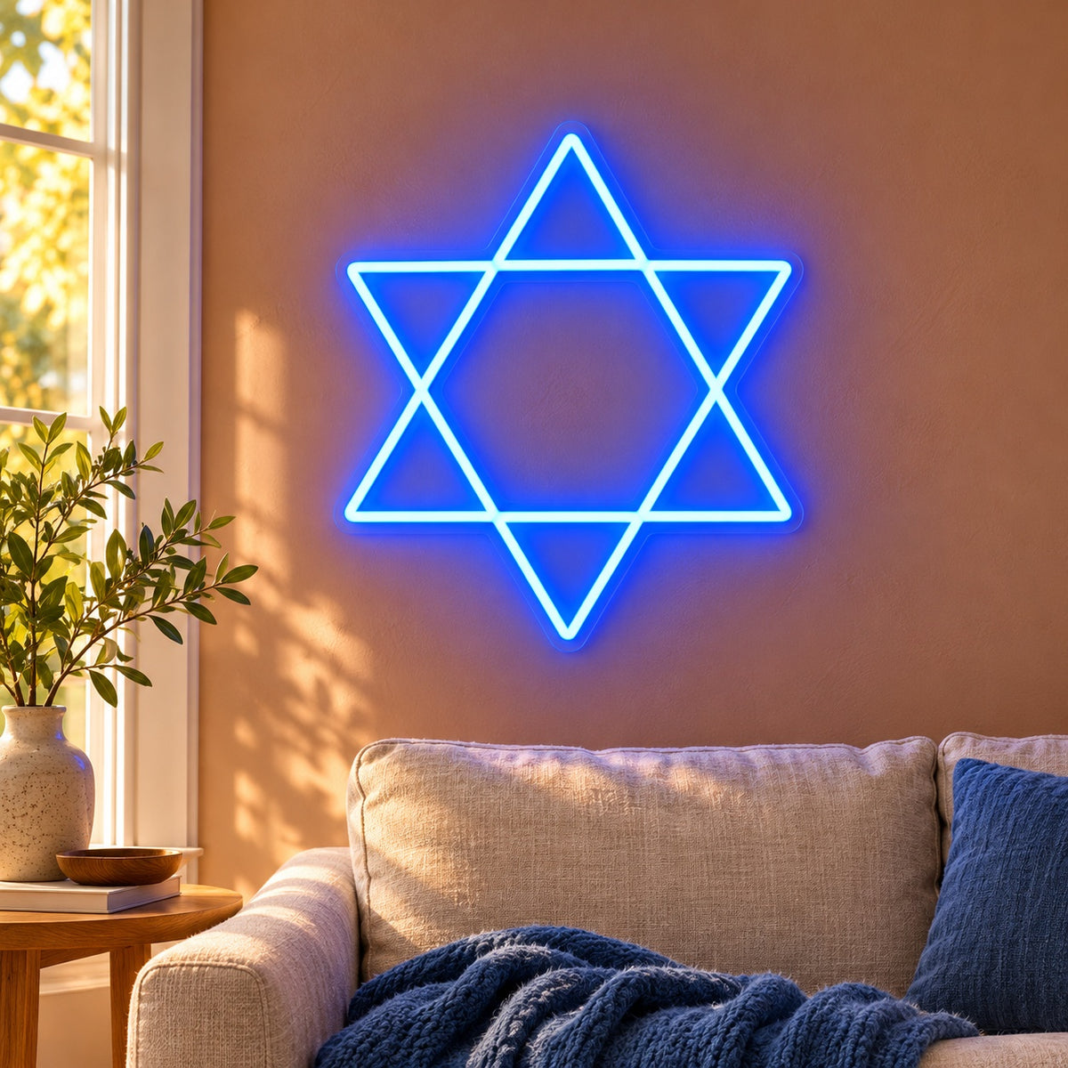 Star Of David LED Neon Sign - lifestyle view