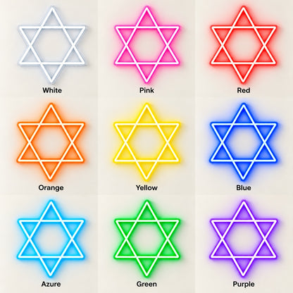 Star Of David LED Neon Sign - nine-color grid