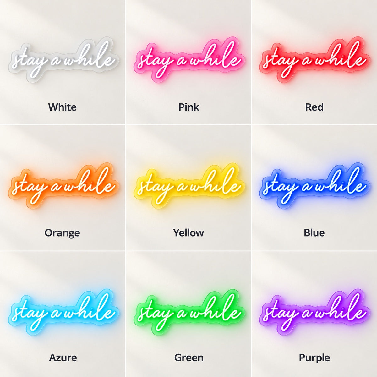 Stay A While LED Neon Sign - nine-color grid