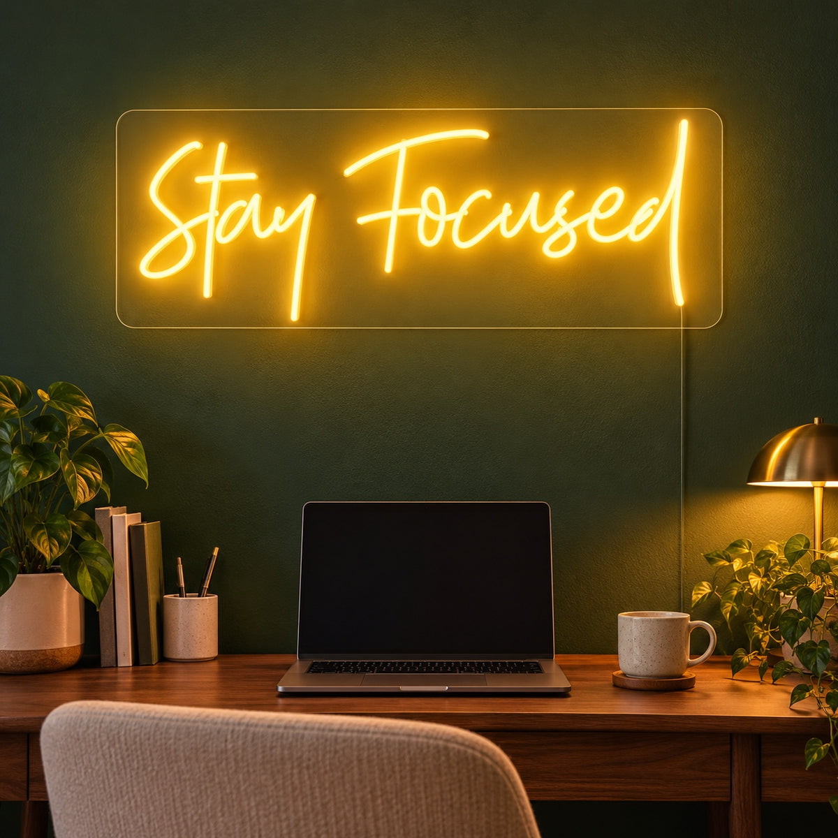 Stay Focused LED Neon Sign - advertising view