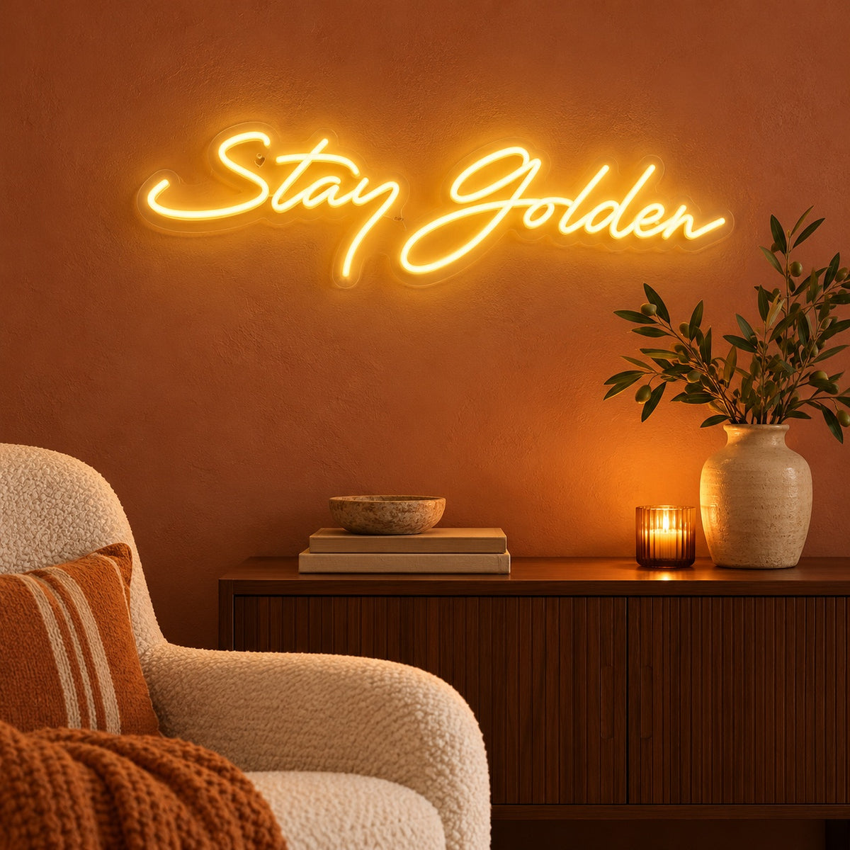 Stay Golden LED Neon Sign - advertising view
