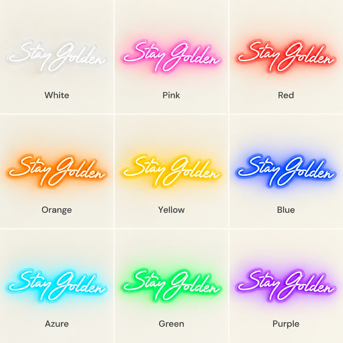 Stay Golden LED Neon Sign - nine-color grid