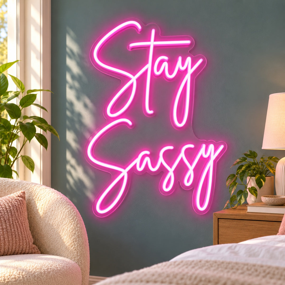 Stay Sassy LED Neon Sign - lifestyle view