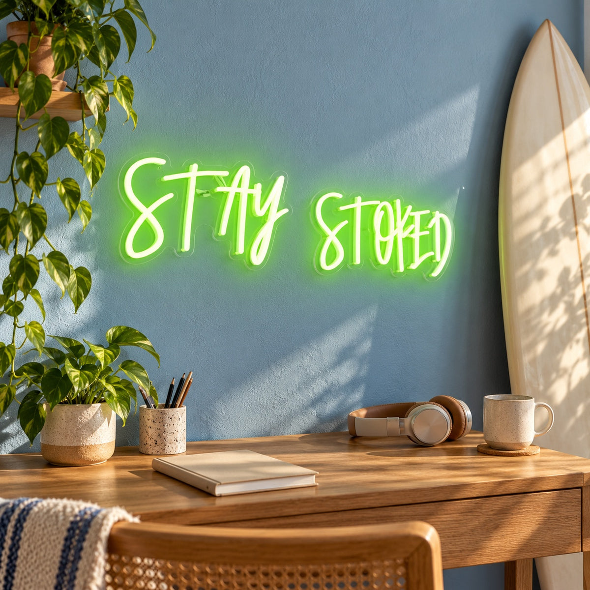 Stay Stoked LED Neon Sign - lifestyle view