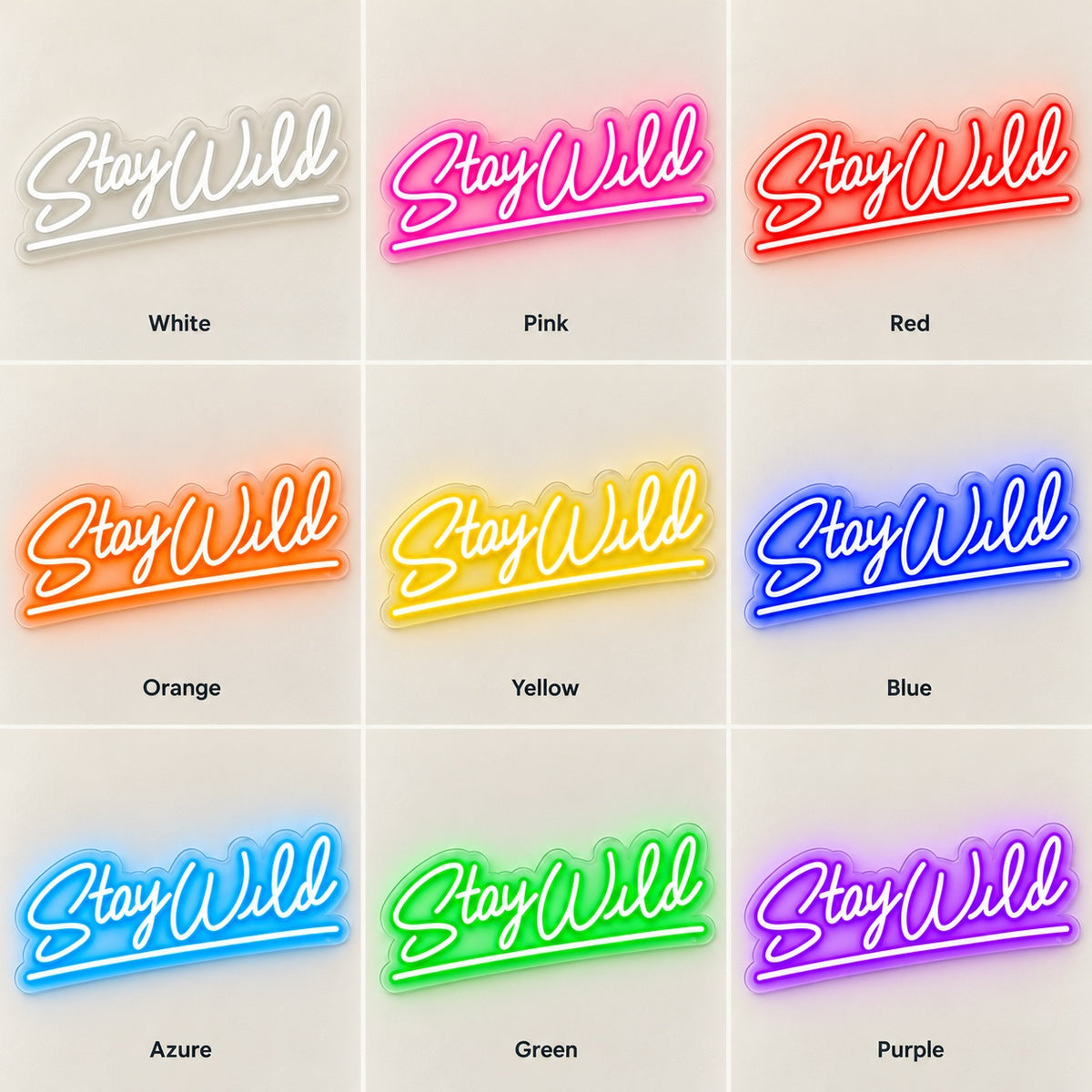 Stay Wild LED Neon Sign - nine-color grid