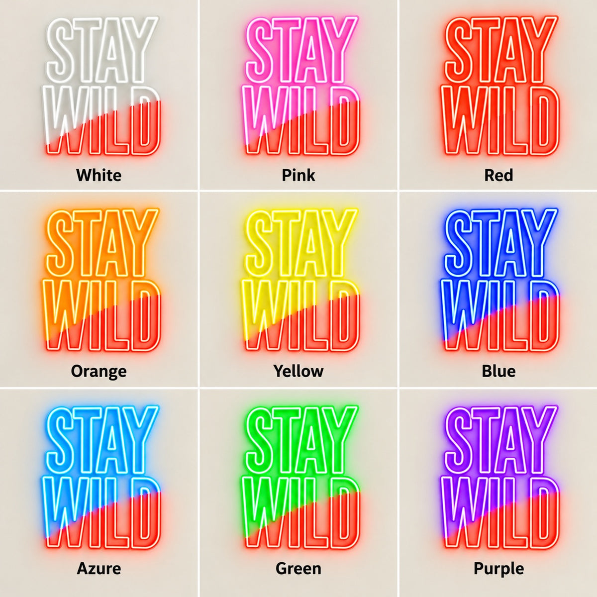 Stay Wild LED Neon Sign - nine-color grid