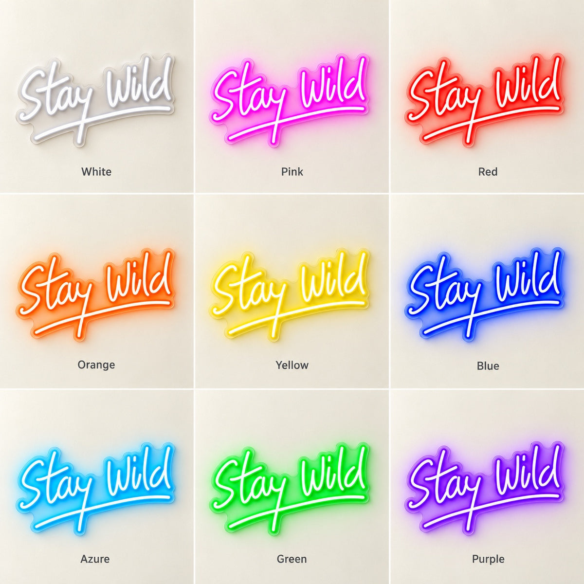 Stay Wild LED Neon Sign - nine-color grid