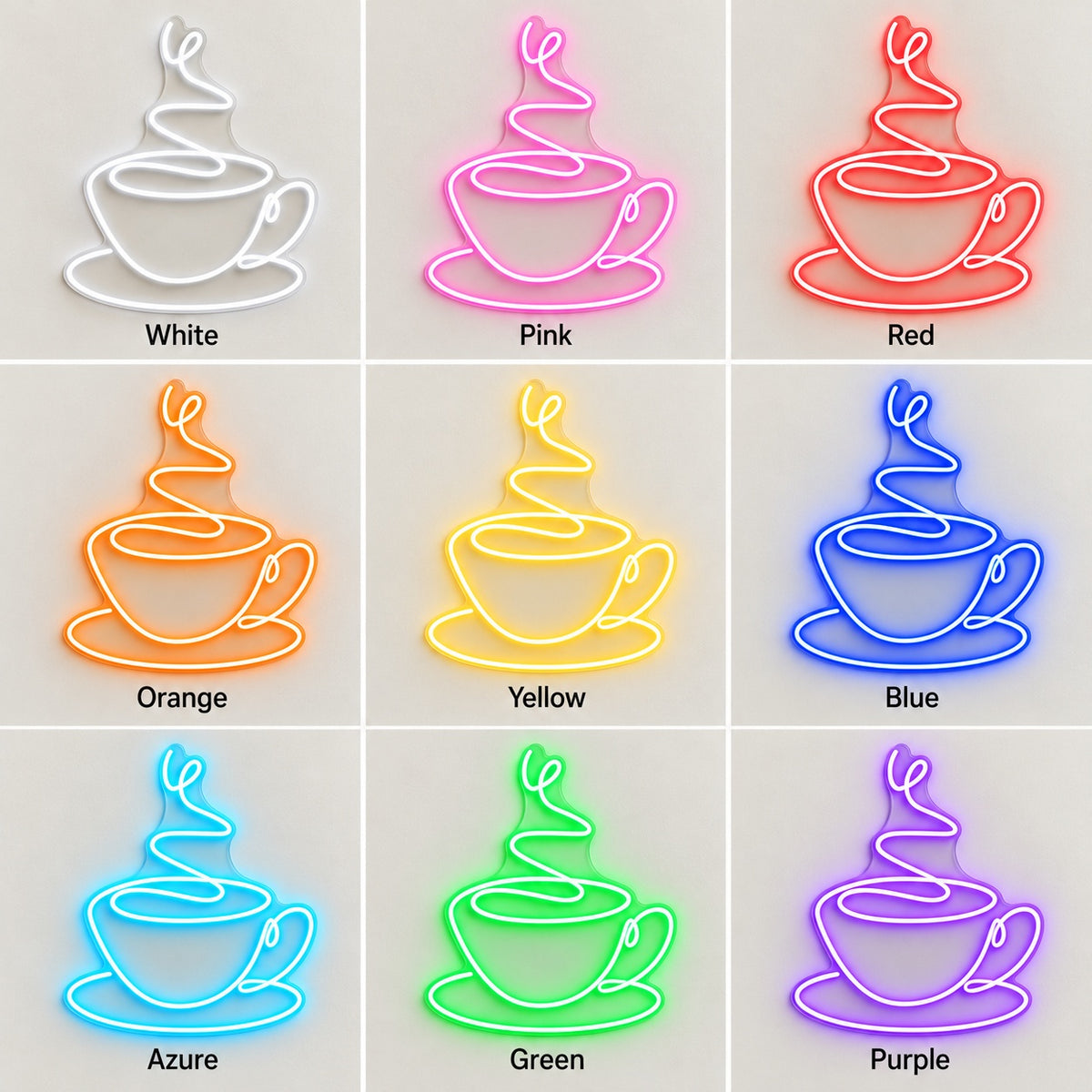 Steaming Coffee Cup LED Neon Sign - nine-color grid