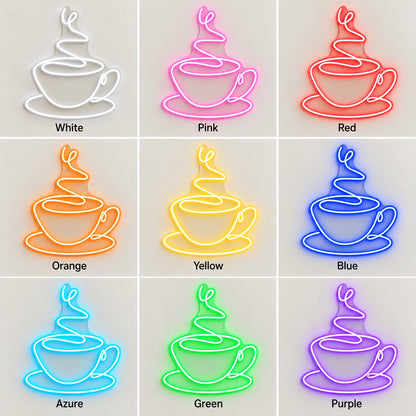 Steaming Coffee Cup LED Neon Sign - nine-color grid