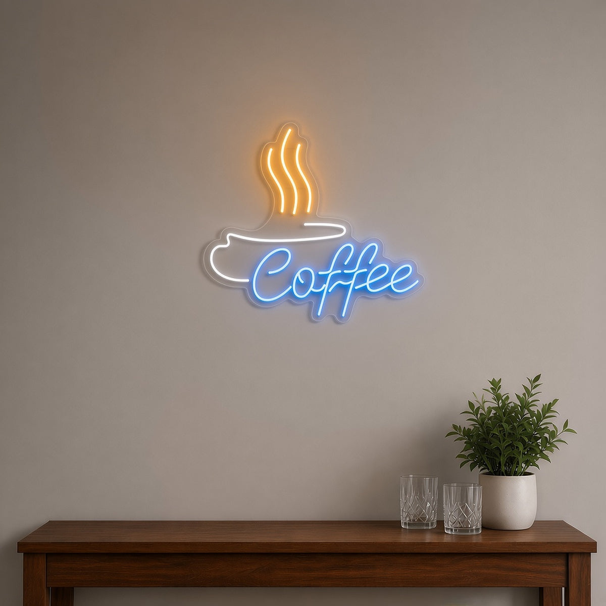 Steaming Coffee Cup Rim for Coffee Bar LED Neon Sign - lifestyle view