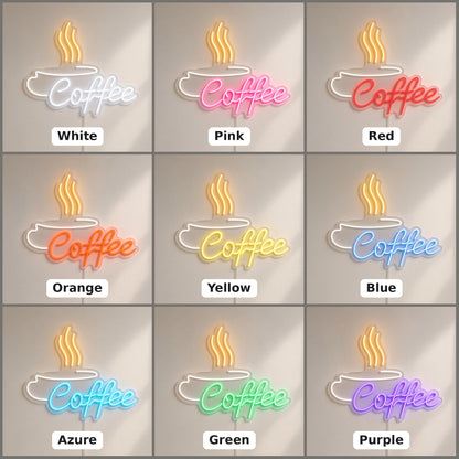 Steaming Coffee Cup Rim for Coffee Bar LED Neon Sign - nine-color grid