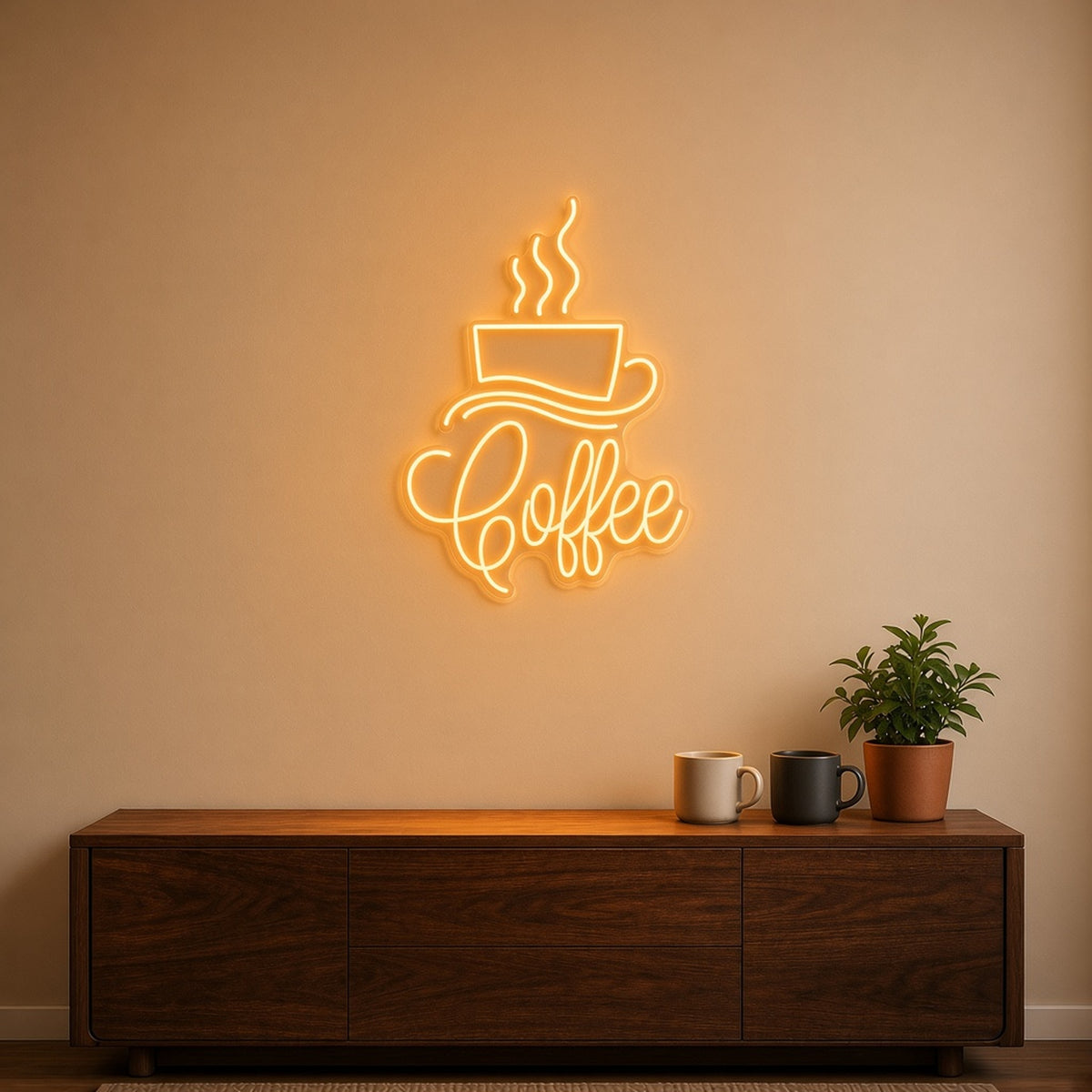 Steaming Coffee Cup LED Neon Sign - lifestyle view