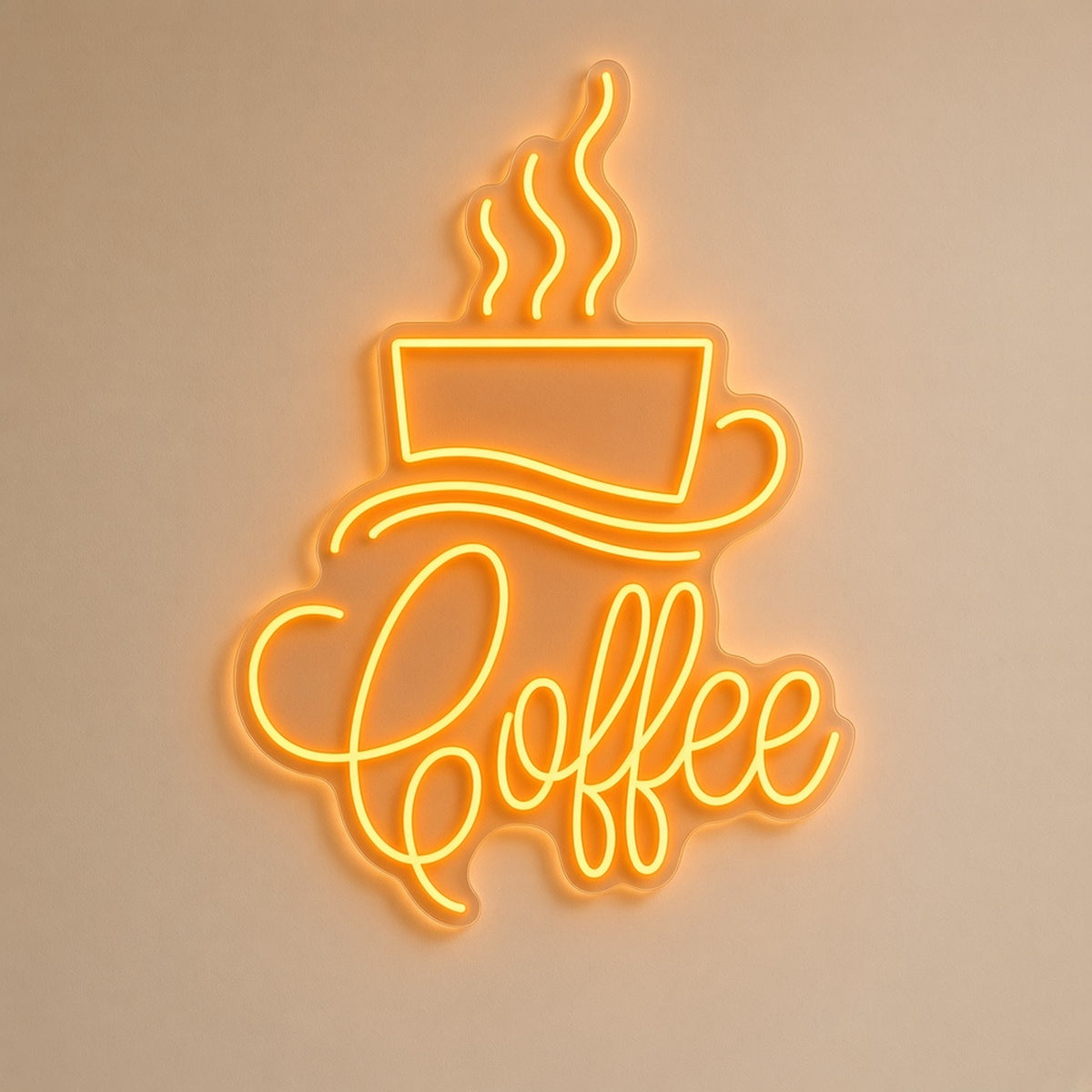 Steaming Coffee Cup LED Neon Sign - natural light view