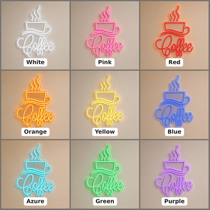Steaming Coffee Cup LED Neon Sign - nine-color grid