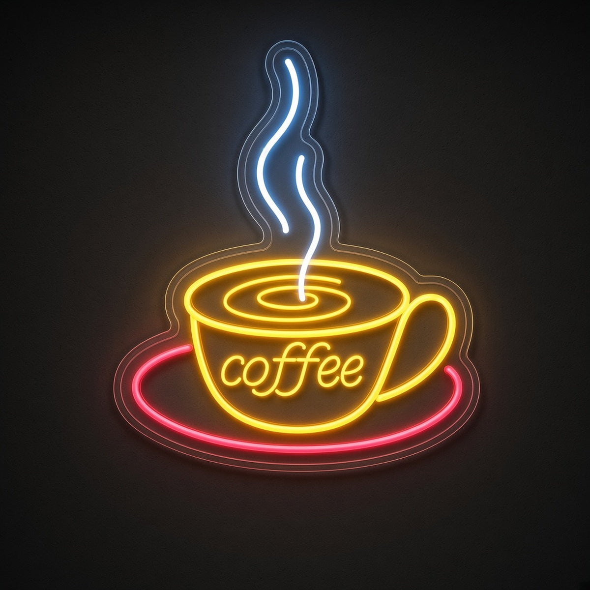 Steaming Coffee Cup Saucer for Cafe Kitchen Wall LED Neon Sign - product hero