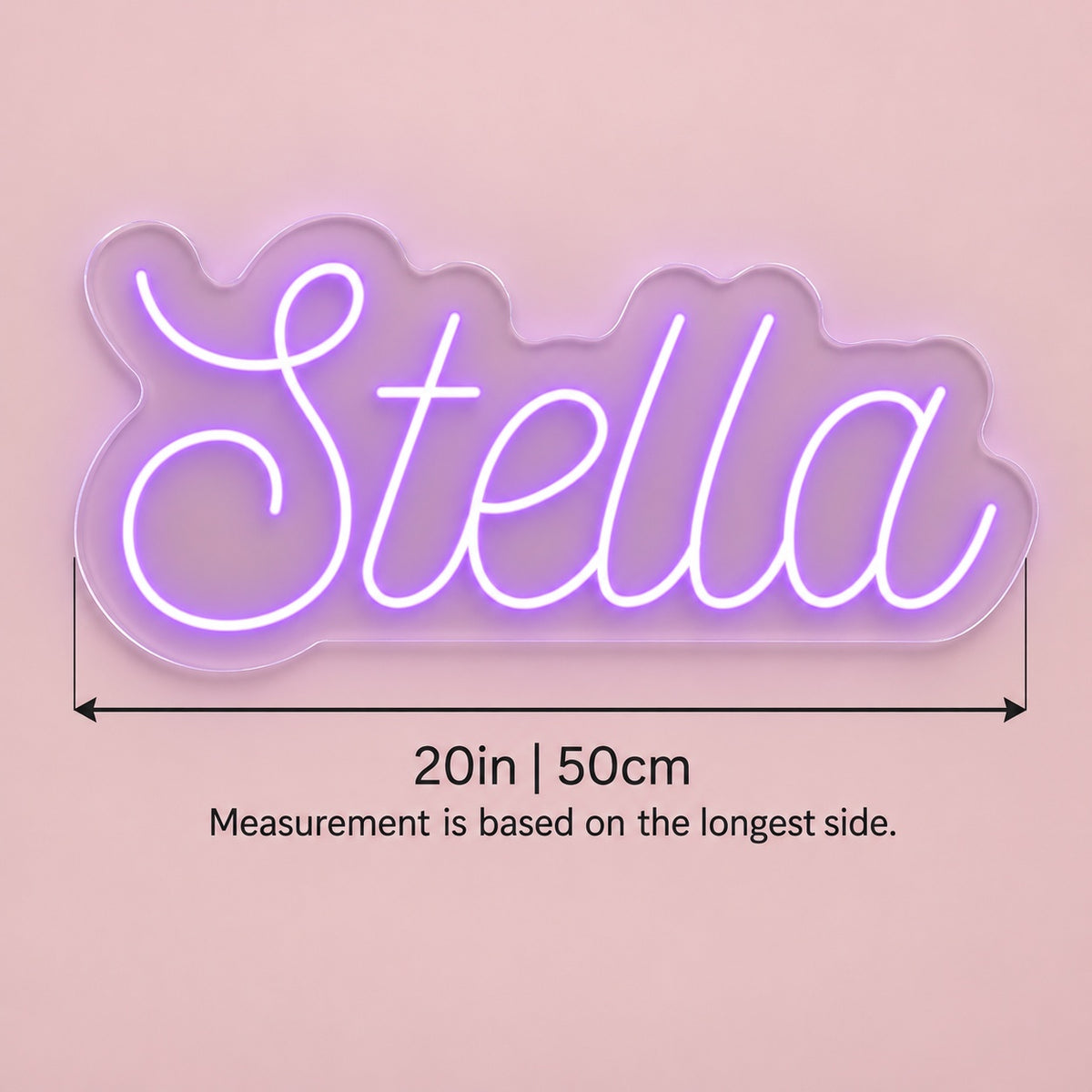 Stella LED Neon Sign - size guide