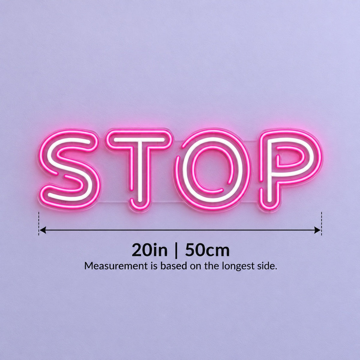 Stop LED Neon Sign - size guide