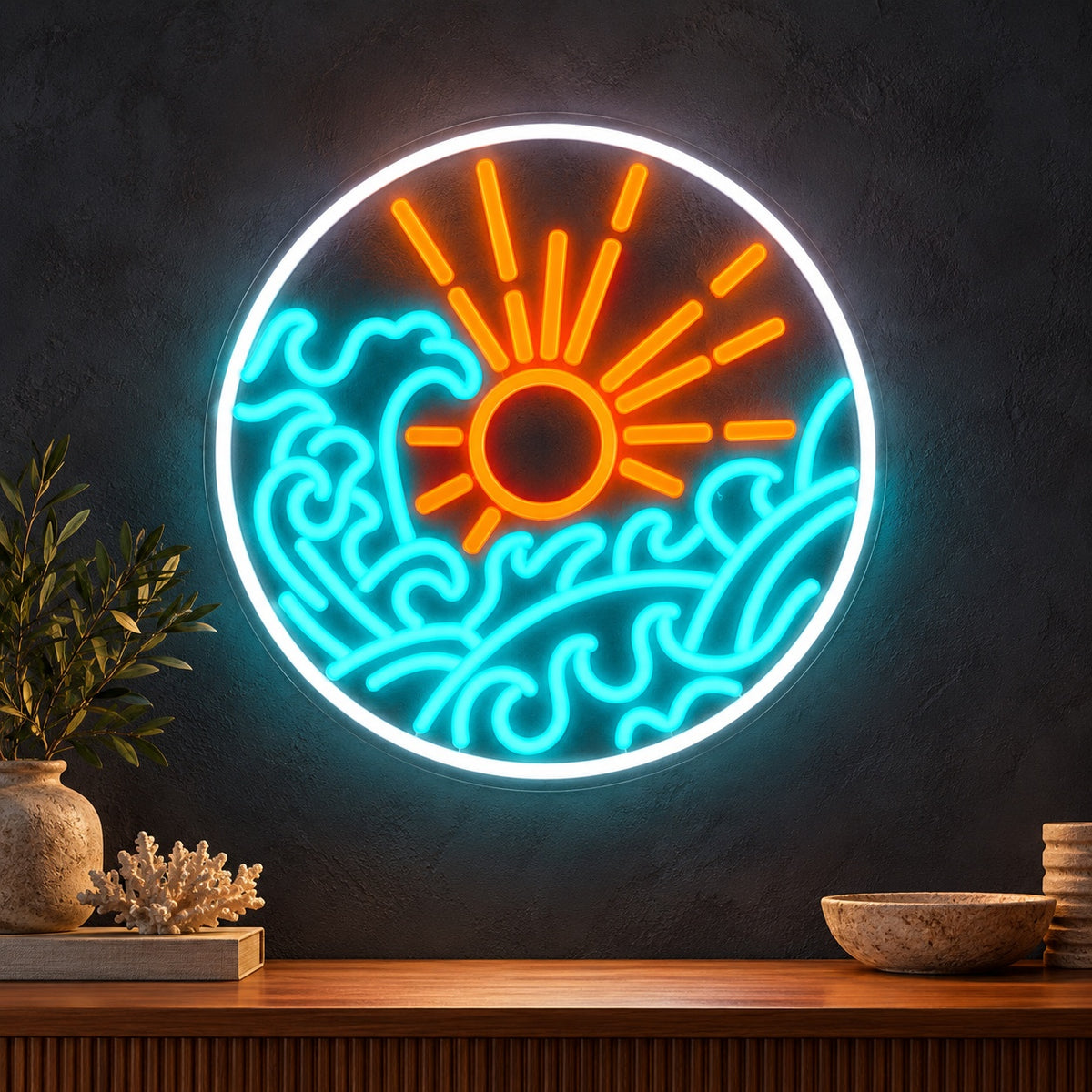 Sun And Ocean Waves LED Neon Sign - product hero