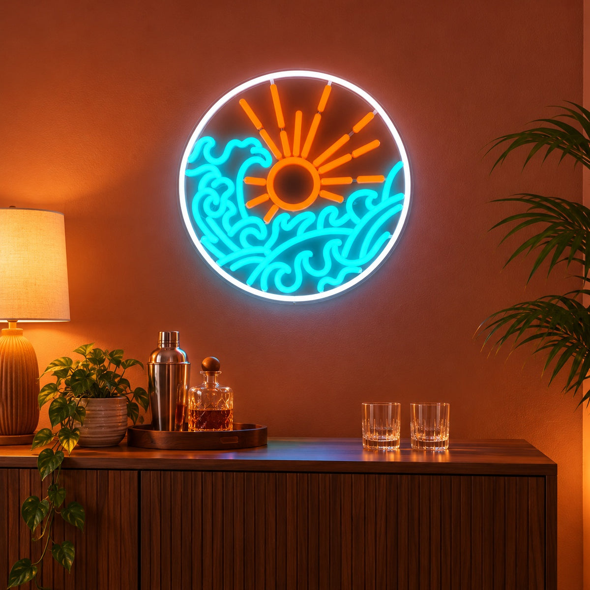 Sun And Ocean Waves LED Neon Sign - advertising view