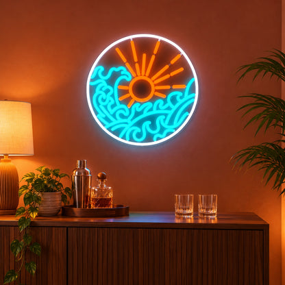 Sun And Ocean Waves LED Neon Sign - advertising view