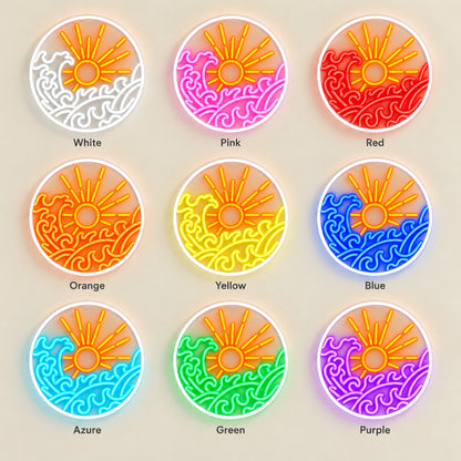 Sun And Ocean Waves LED Neon Sign - nine-color grid