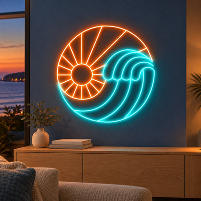 Sun Ocean Wave LED Neon Sign - advertising view