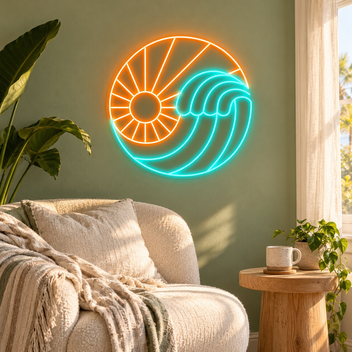 Sun Ocean Wave LED Neon Sign - lifestyle view