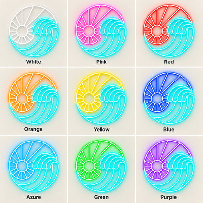 Sun Ocean Wave LED Neon Sign - nine-color grid