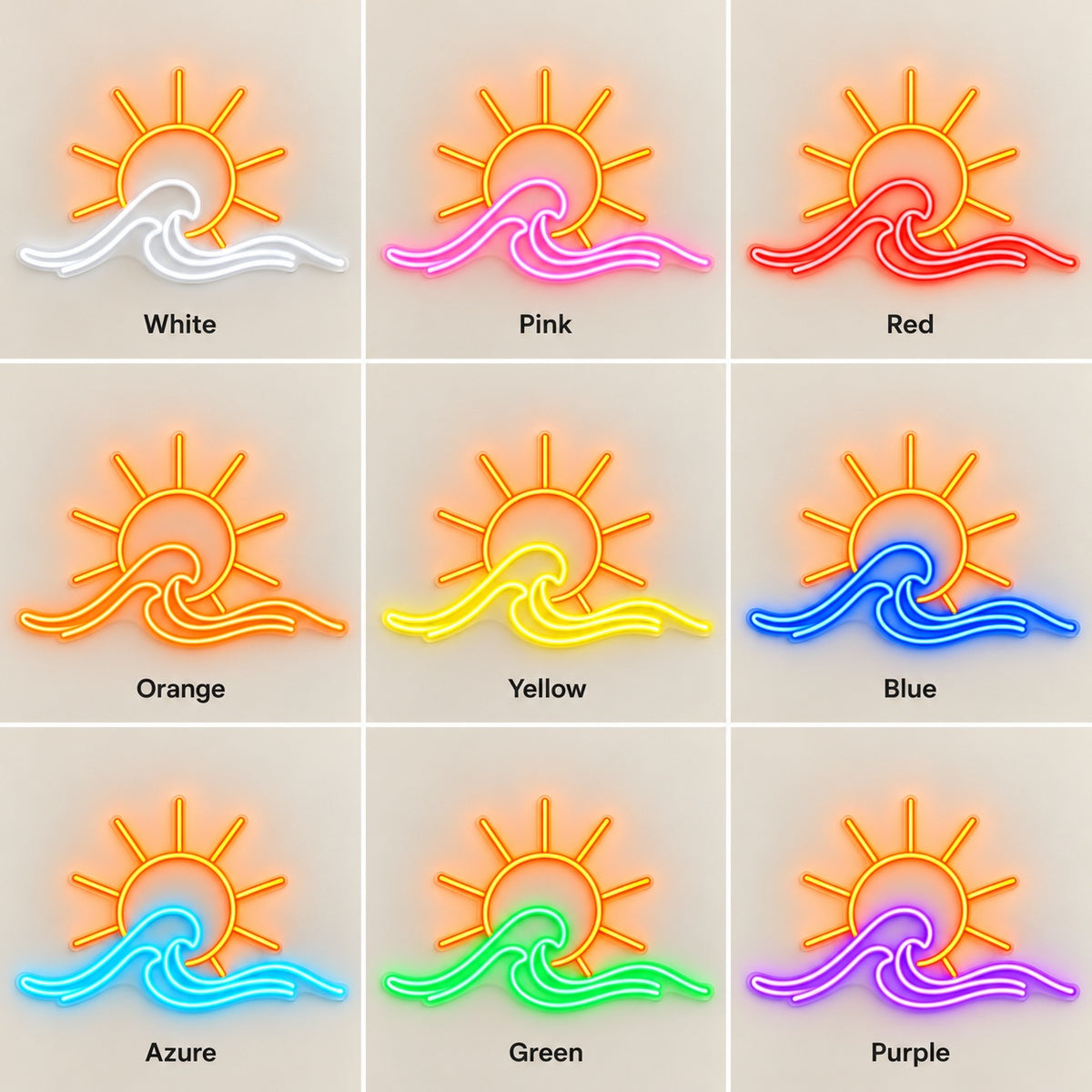 Sun Ocean Wave LED Neon Sign - nine-color grid