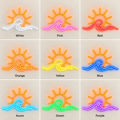 Sun Ocean Wave LED Neon Sign - nine-color grid