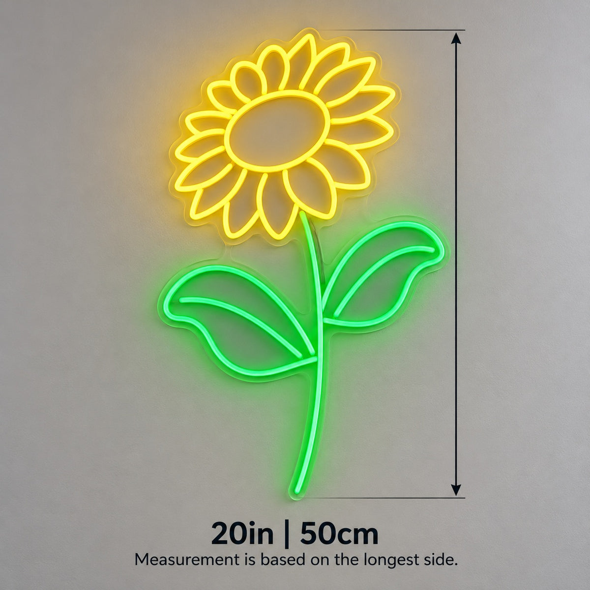 Sunflower LED Neon Sign - size guide