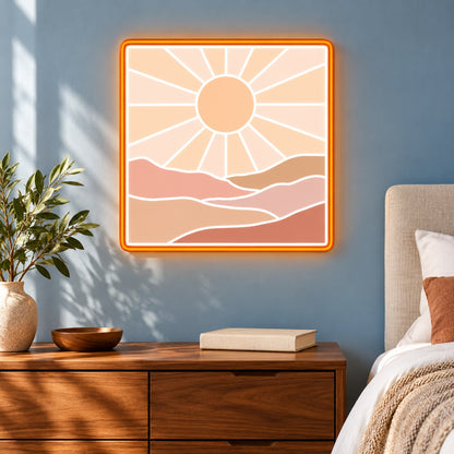 Sunrise Mountain Landscape LED Neon Sign - lifestyle view