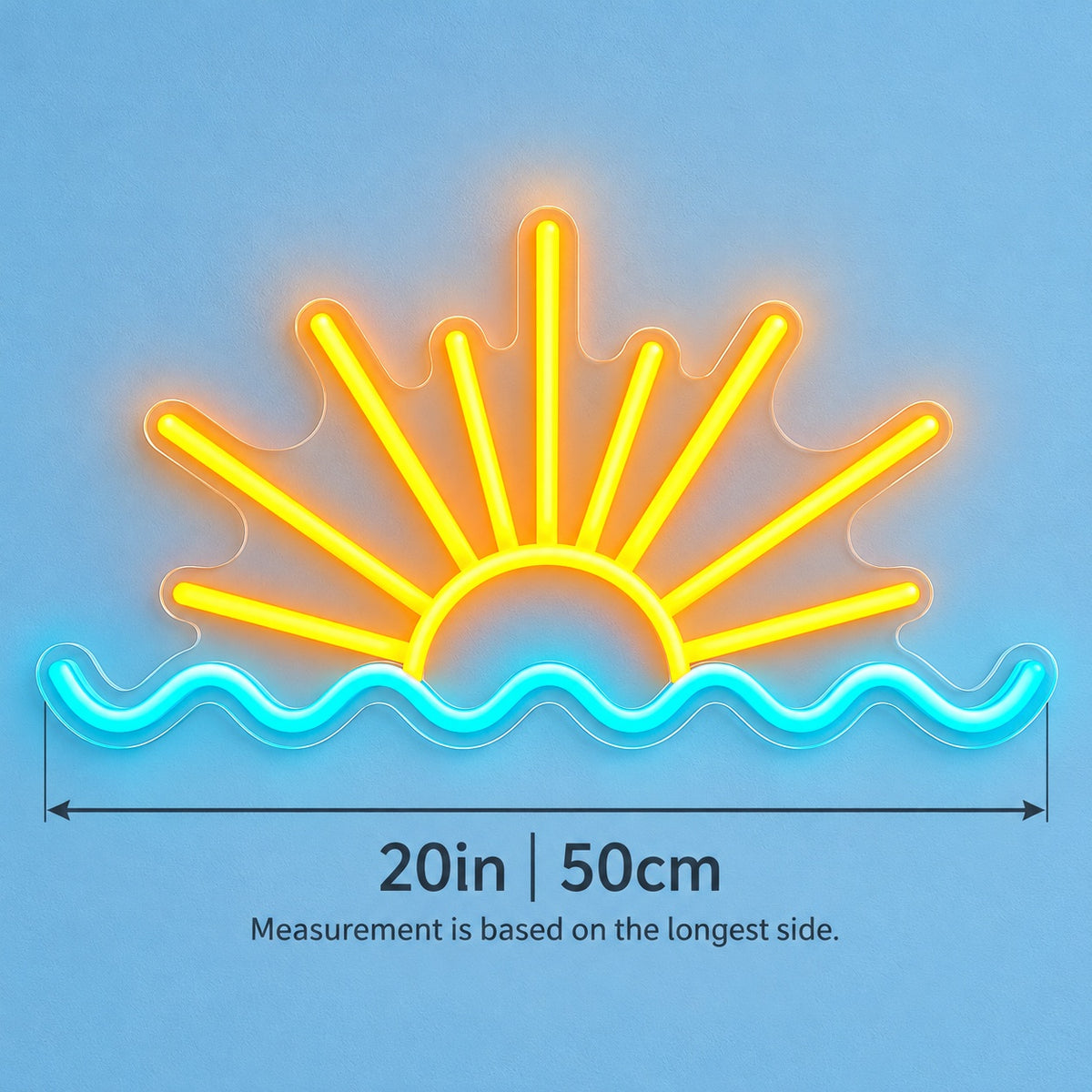 Sunrise Ocean Waves LED Neon Sign - size guide